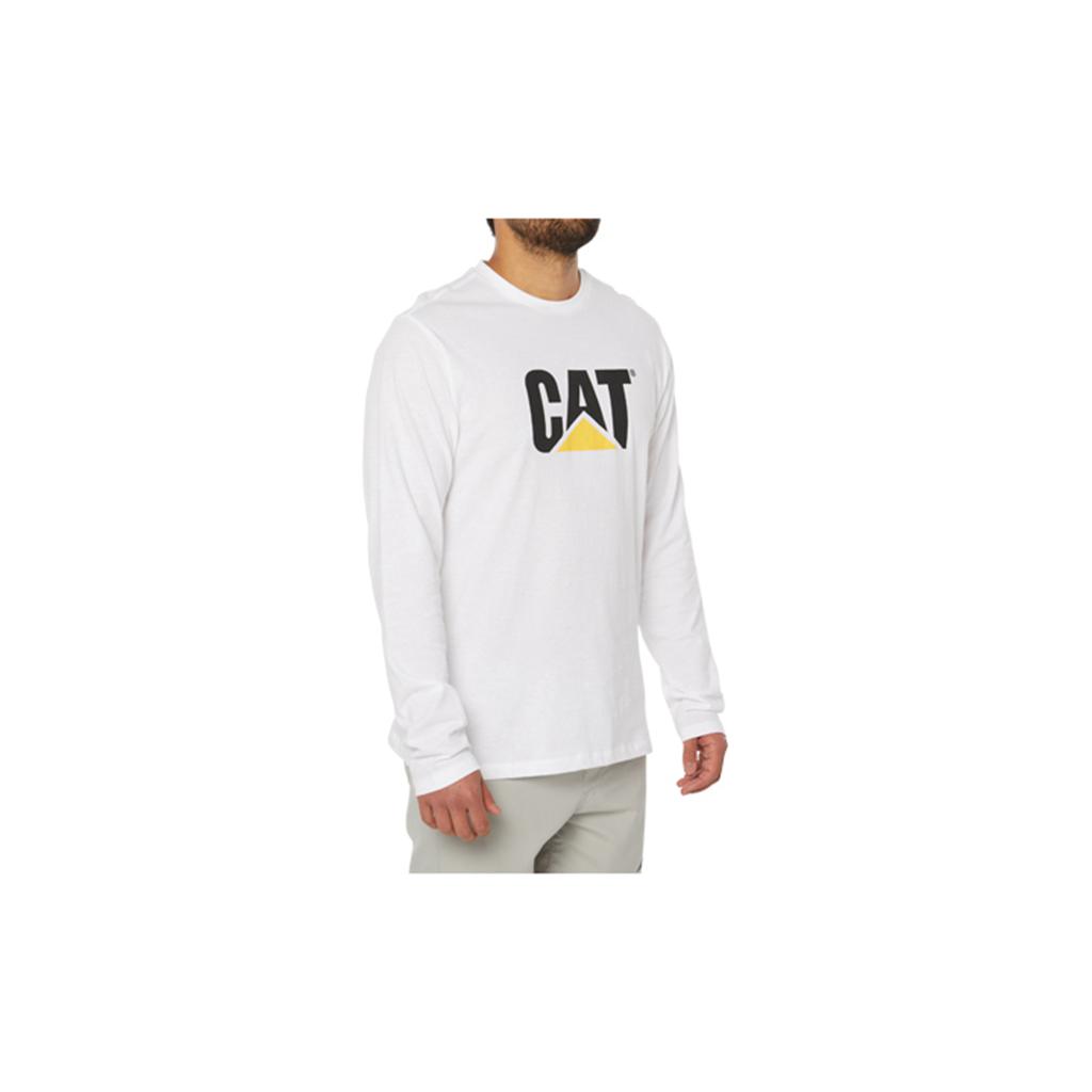 Caterpillar Original Fit Ls Logo T-Shirts Férfi Fehér | 3426-SGLPA