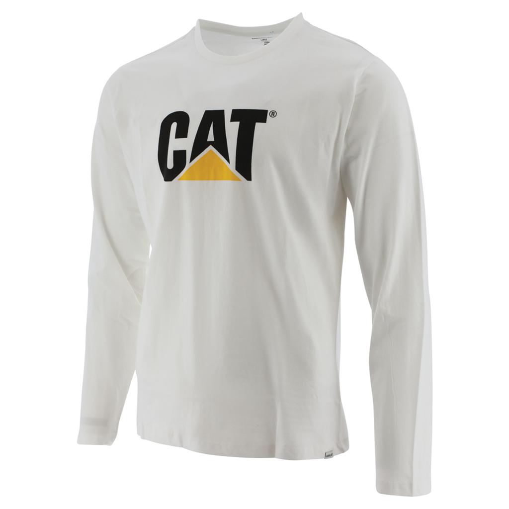 Caterpillar Original Fit Ls Logo T-Shirts Férfi Fehér | 3426-SGLPA