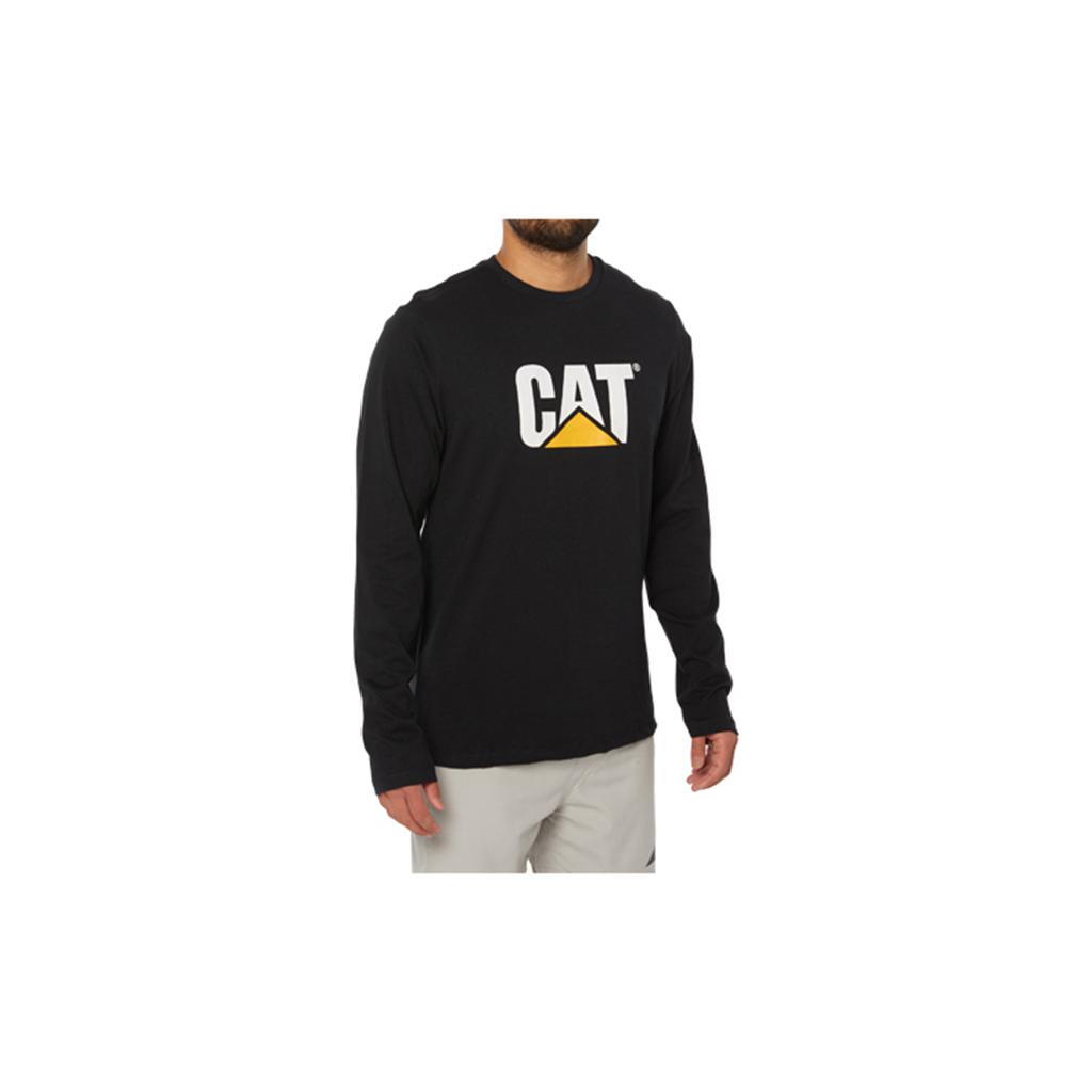 Caterpillar Original Fit Ls Logo T-Shirts Férfi Fekete | 6521-FYQMP