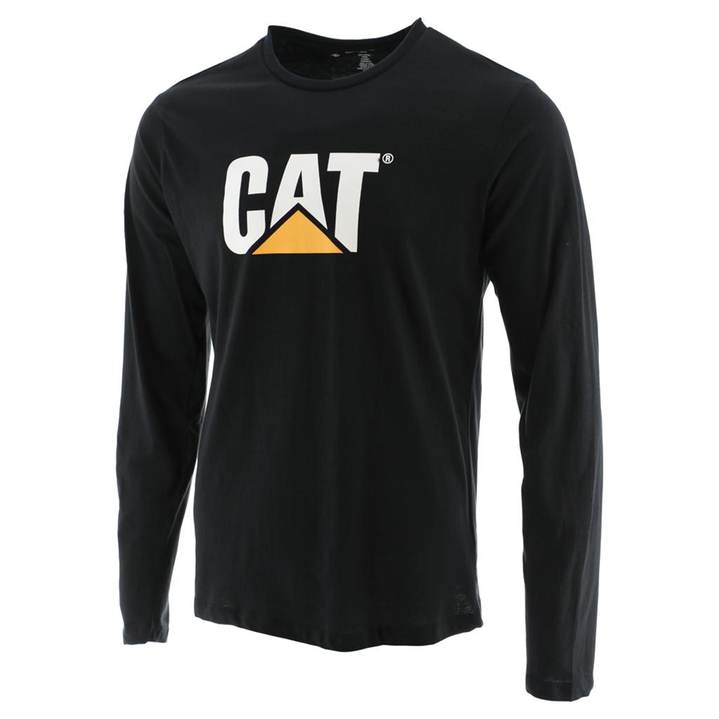 Caterpillar Original Fit Ls Logo T-Shirts Férfi Fekete | 6521-FYQMP