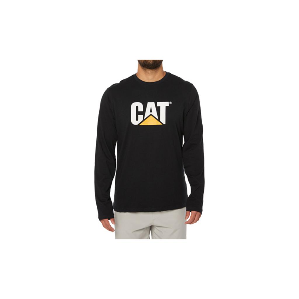 Caterpillar Original Fit Ls Logo T-Shirts Férfi Fekete | 6521-FYQMP