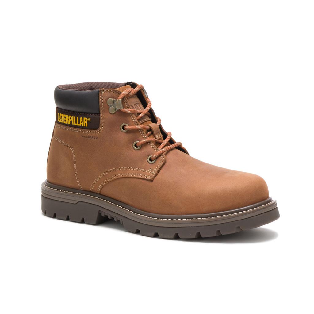 Caterpillar Outbase Waterproof Steel Toe Acél Orrú Csizma Férfi Barna | 1563-RVQSN