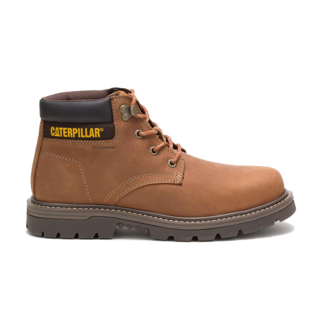 Caterpillar Outbase Waterproof Steel Toe Acél Orrú Csizma Férfi Barna | 1563-RVQSN