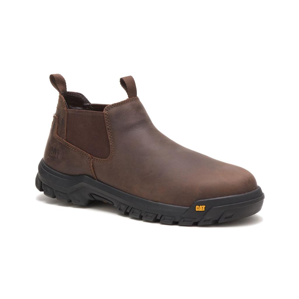 Caterpillar Outline Slip-on Steel Toe Acél Orrú Csizma Férfi Barna | 7214-GIRXF