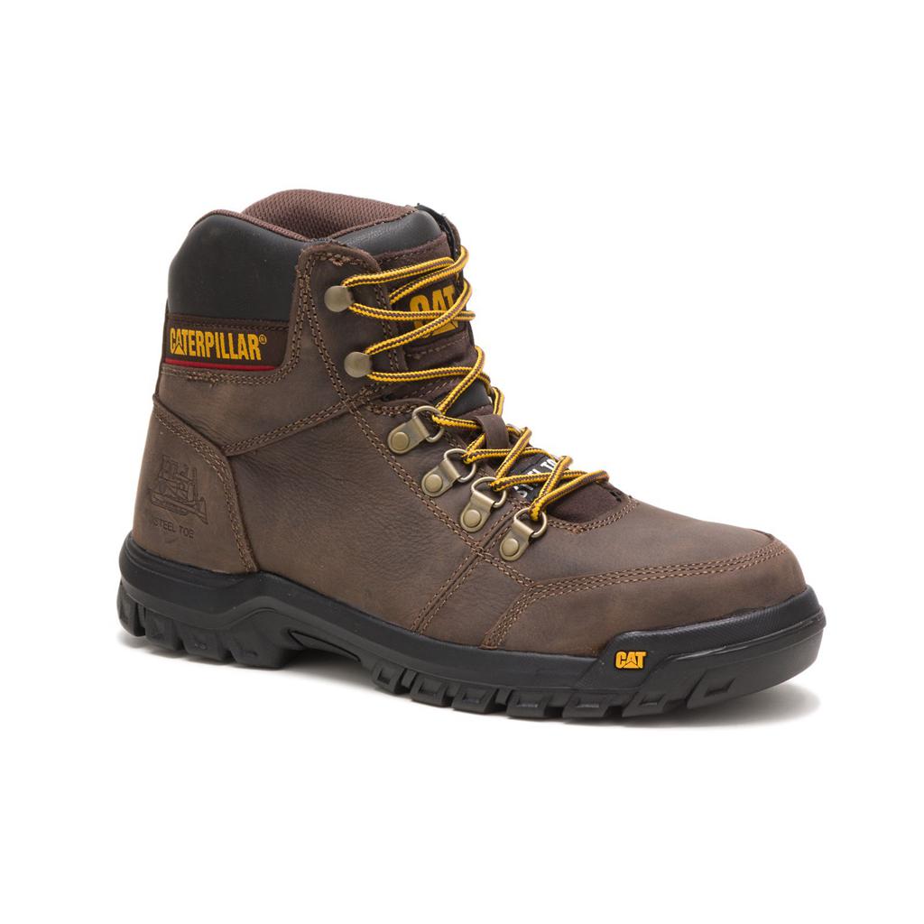 Caterpillar Outline Steel Toe Acél Orrú Csizma Férfi Barna | 0149-HSADV