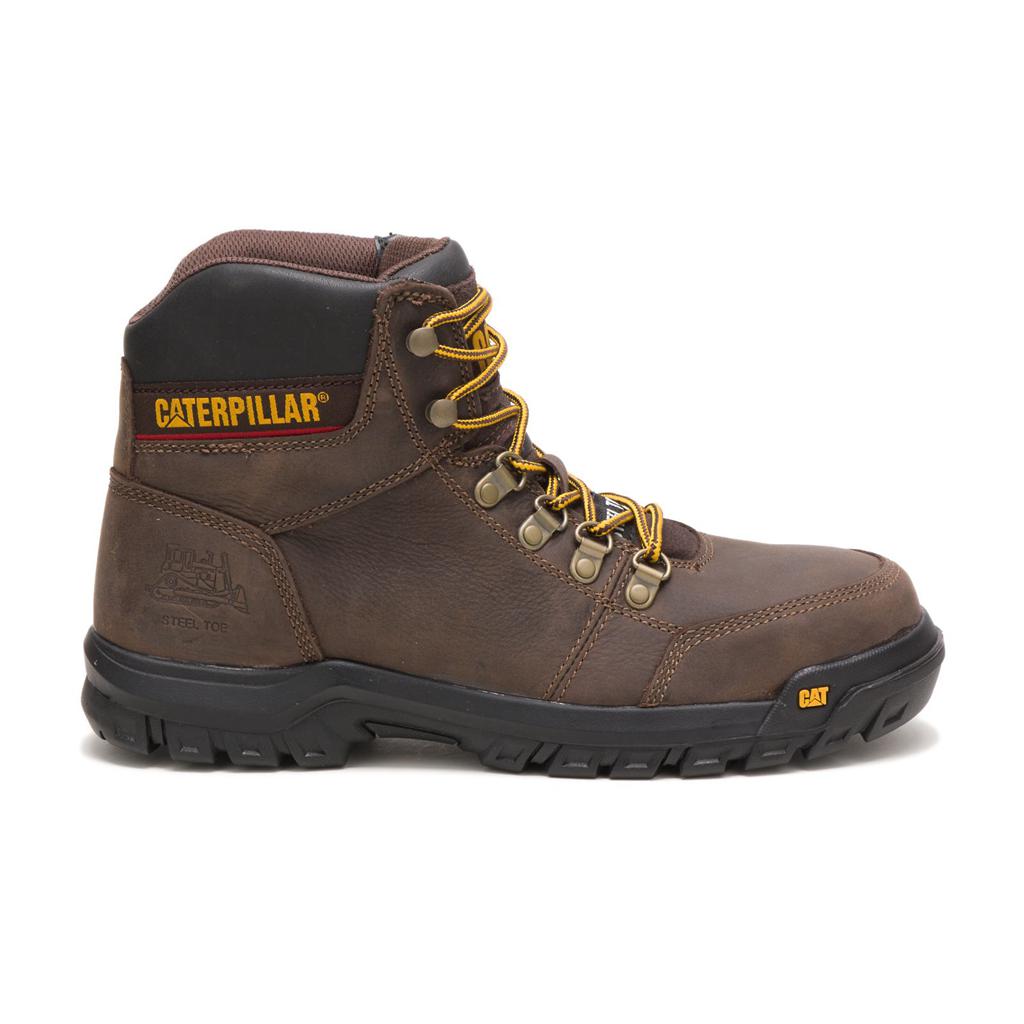 Caterpillar Outline Steel Toe Acél Orrú Csizma Férfi Barna | 0149-HSADV