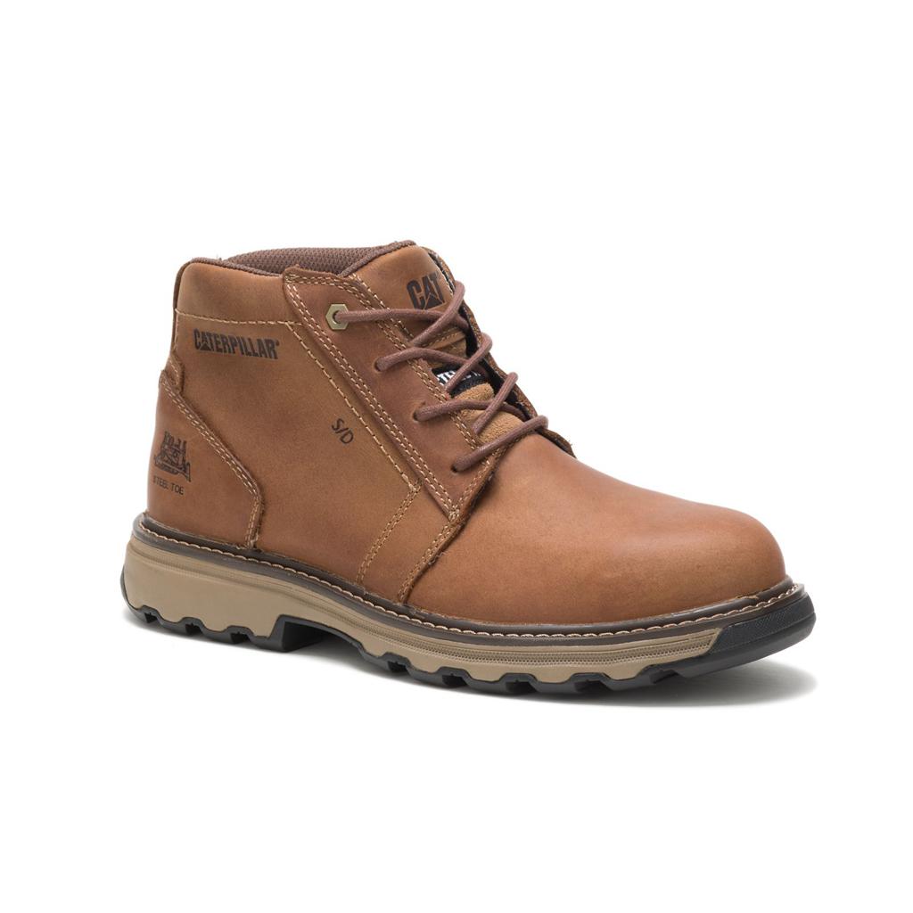 Caterpillar Parker Steel Toe Acél Orrú Csizma Férfi Sötétbézs | 9031-MOPWC