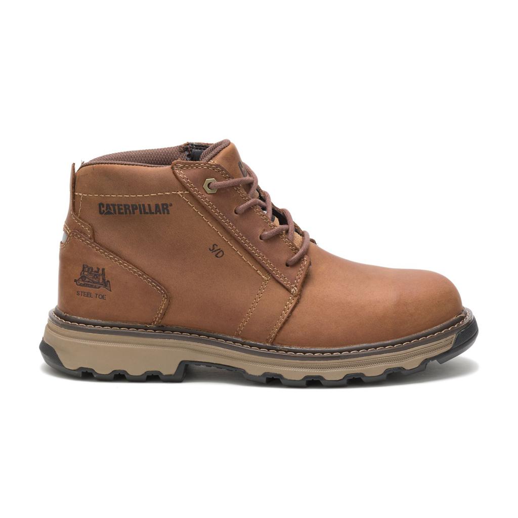 Caterpillar Parker Steel Toe Acél Orrú Csizma Férfi Sötétbézs | 9031-MOPWC