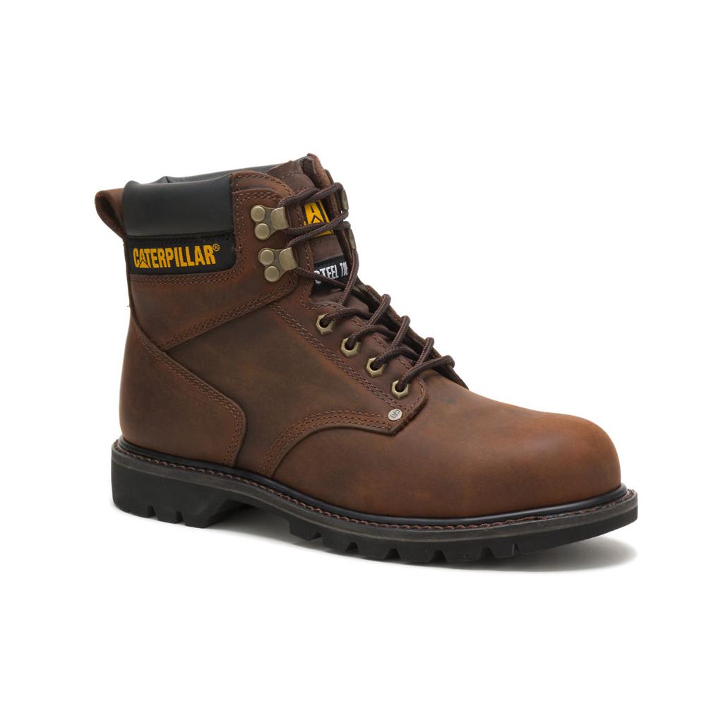 Caterpillar Second Shift Steel Toe Acél Orrú Csizma Férfi Sötétbarna | 0973-TFPQG