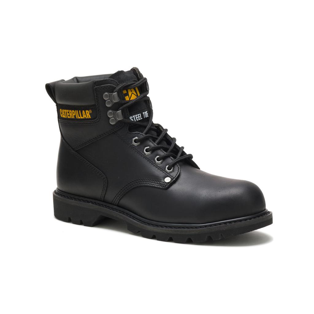 Caterpillar Second Shift Steel Toe Acél Orrú Csizma Férfi Fekete | 6235-BGJKP