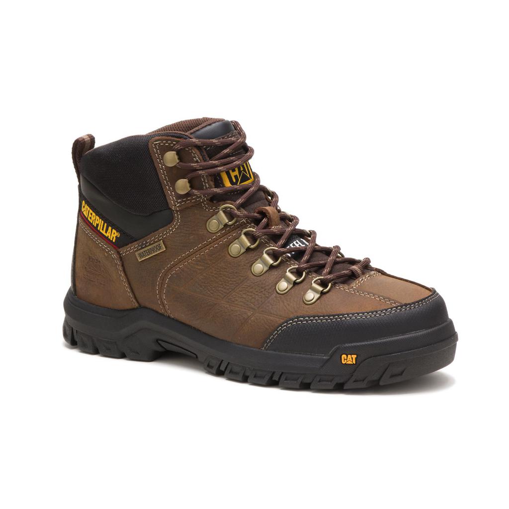 Caterpillar Threshold Waterproof Steel Toe Acél Orrú Csizma Férfi Barna | 4360-DIHWL