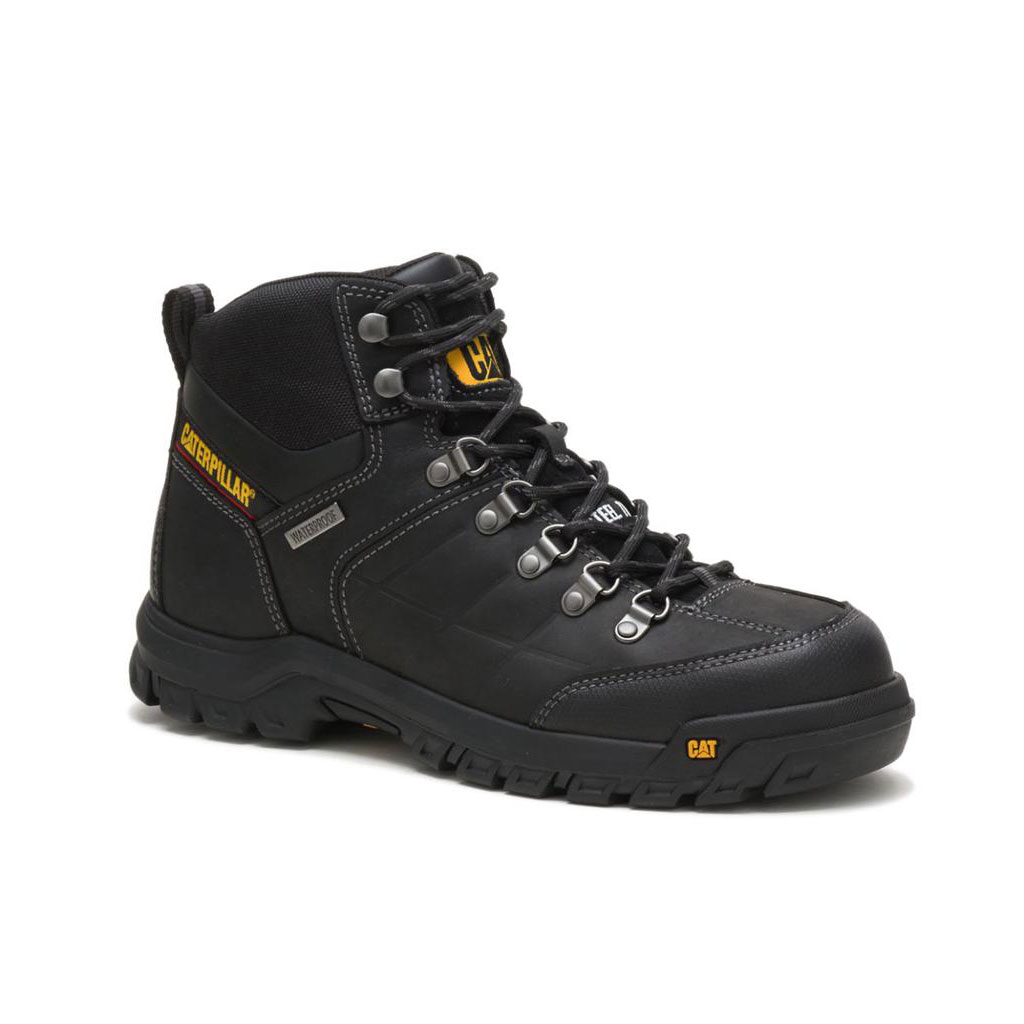 Caterpillar Threshold Waterproof Steel Toe Vízálló Bakancs Férfi Fekete | 5306-USXMB