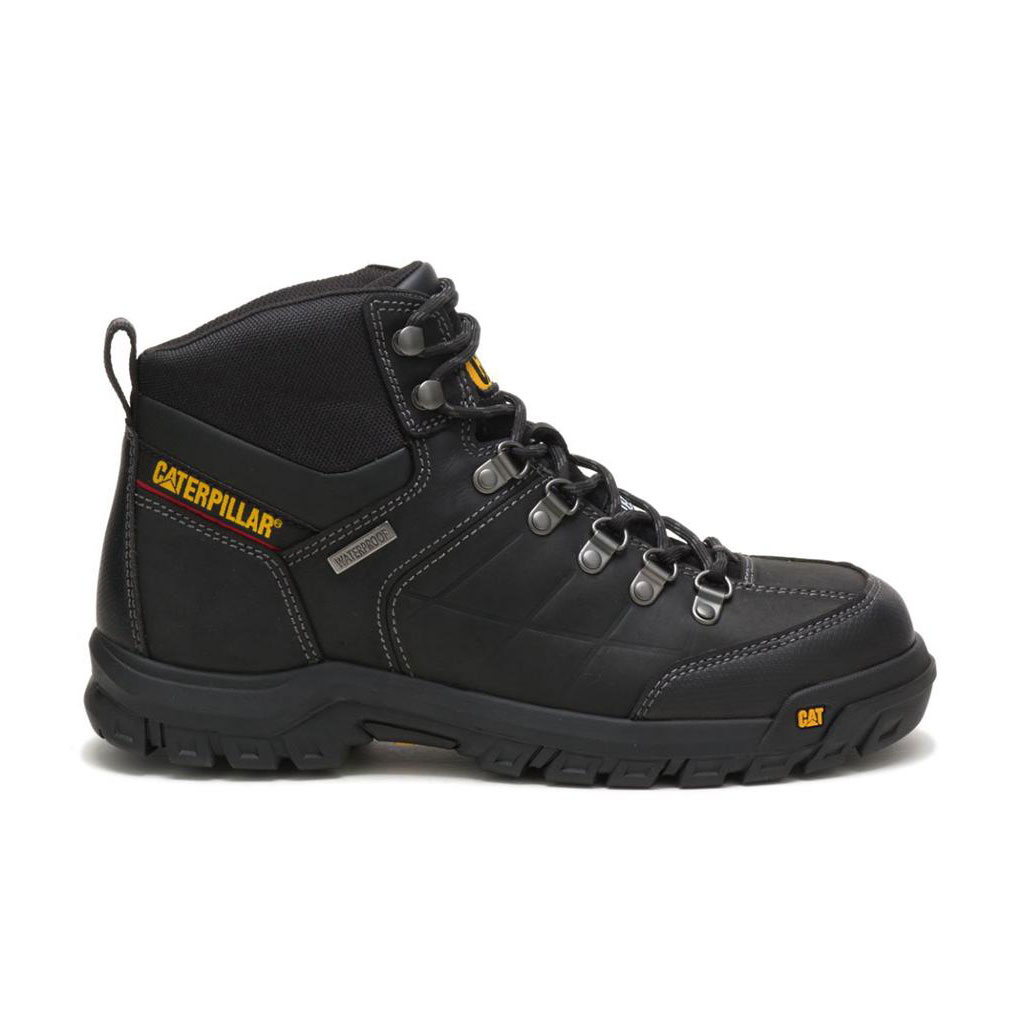 Caterpillar Threshold Waterproof Steel Toe Vízálló Bakancs Férfi Fekete | 5306-USXMB