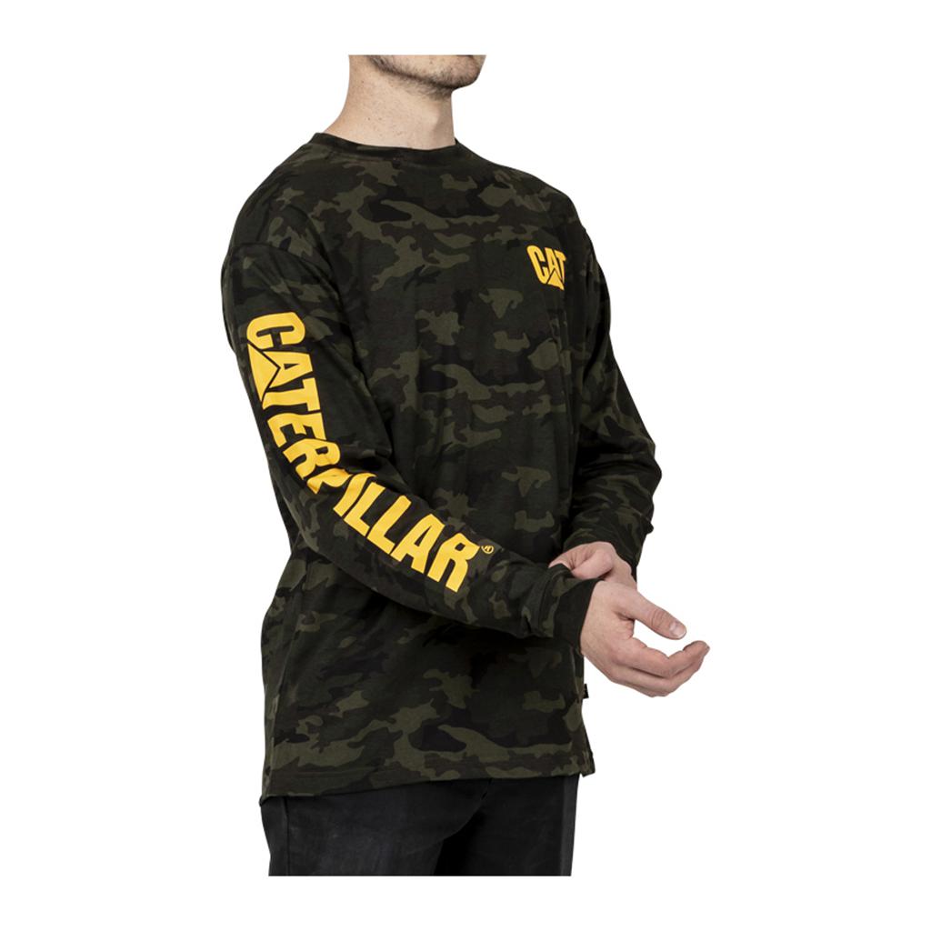 Caterpillar Trademark Banner Long Sleeve T-Shirts Férfi Camo | 0327-SOCGY