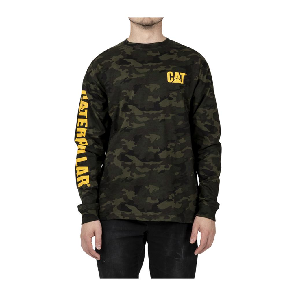 Caterpillar Trademark Banner Long Sleeve T-Shirts Férfi Camo | 0327-SOCGY