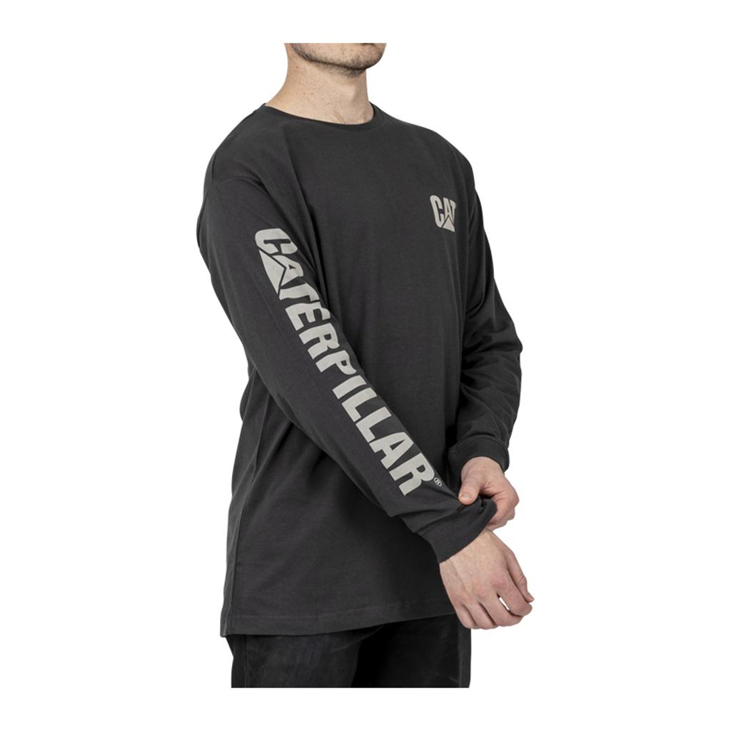 Caterpillar Trademark Banner Long Sleeve T-Shirts Férfi Sötétszürke | 0964-ROFMX