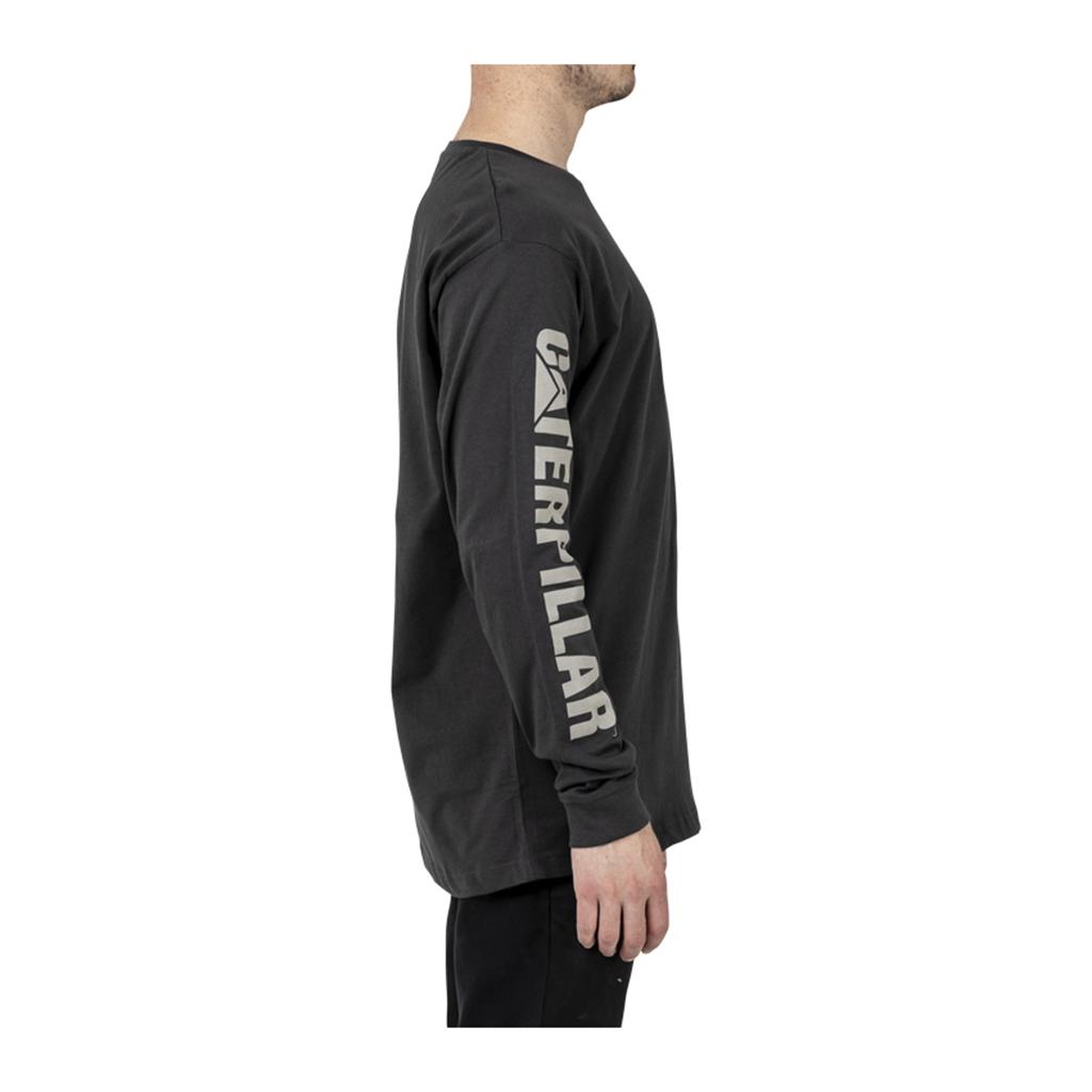 Caterpillar Trademark Banner Long Sleeve T-Shirts Férfi Sötétszürke | 0964-ROFMX