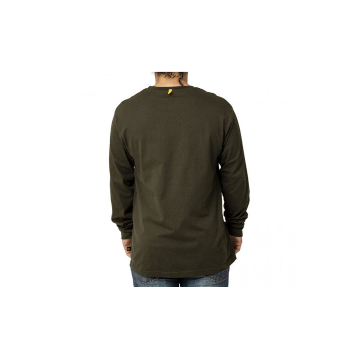 Caterpillar Trademark Banner Long Sleeve Póló Férfi Army Moss | 2109-PLKCI