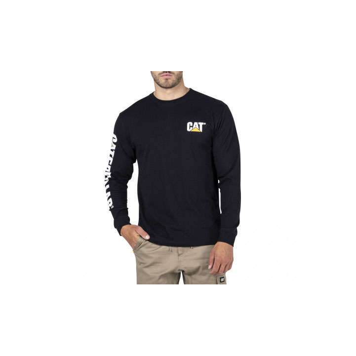 Caterpillar Trademark Banner Long Sleeve Póló Női Fekete | 3264-DYRMP