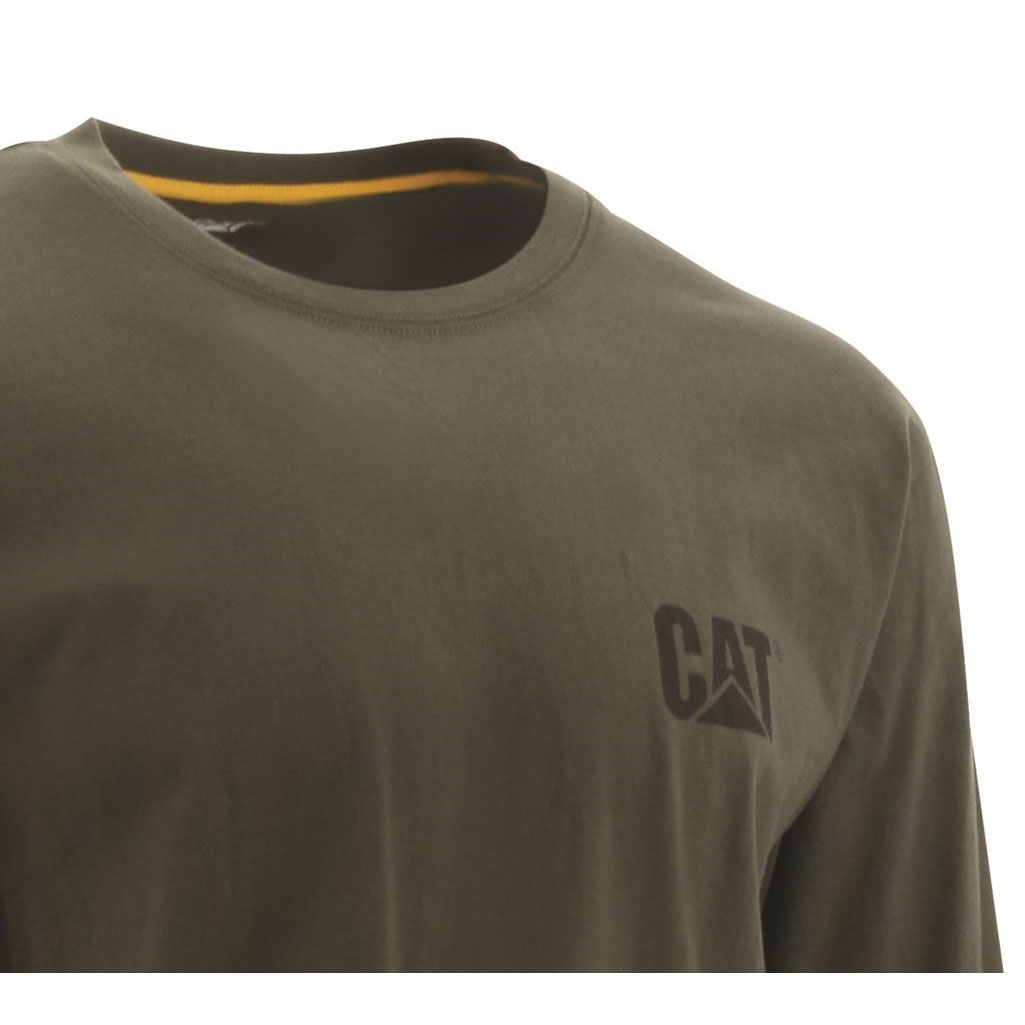 Caterpillar Trademark Banner Long Sleeve Póló Férfi Zöld | 3495-UALIF