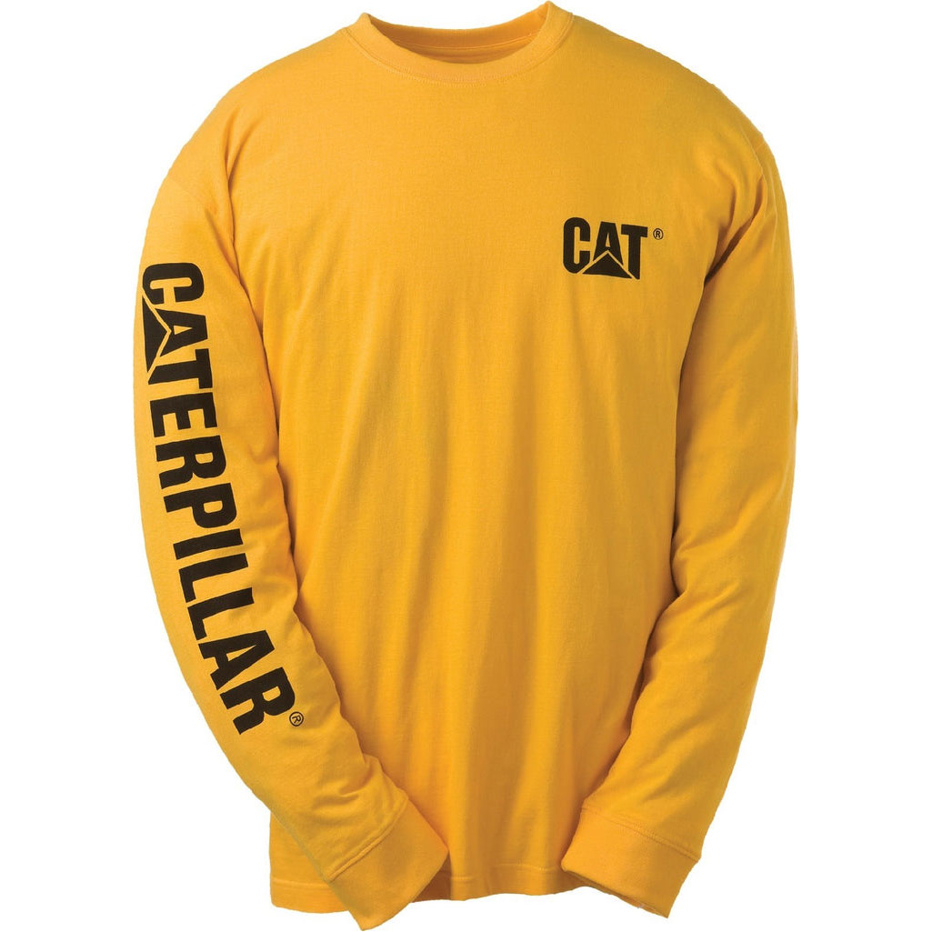 Caterpillar Trademark Banner Long Sleeve Póló Férfi Sárga | 6152-DQCMX