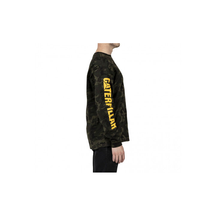 Caterpillar Trademark Banner Long Sleeve Póló Férfi Camo | 7812-DQPSN