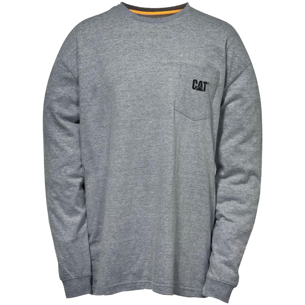 Caterpillar Trademark Pocket Long Sleeve T-Shirts Férfi Sötétszürke | 7328-HJMZD