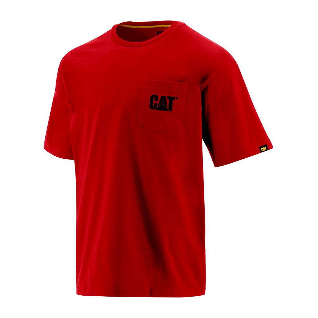 Caterpillar Trademark Pocket T-Shirts Férfi Piros | 1253-RDXFN