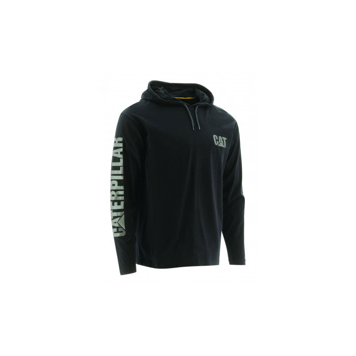 Caterpillar Upf Csuklyás Banner Long Sleeve Póló Férfi Fekete | 3261-LYVSG