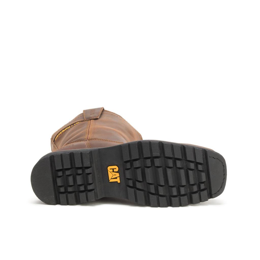 Caterpillar Wellston Pull On Steel Toe Acél Orrú Csizma Férfi Sötétbarna | 0918-KYQNR