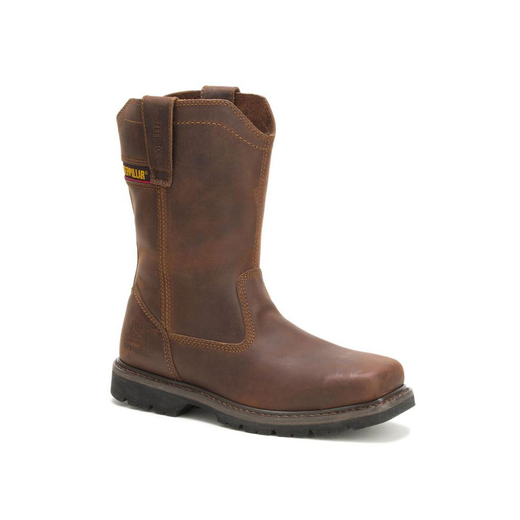 Caterpillar Wellston Pull On Steel Toe Munkabakancs Férfi Sötétbarna | 0251-LEBTI