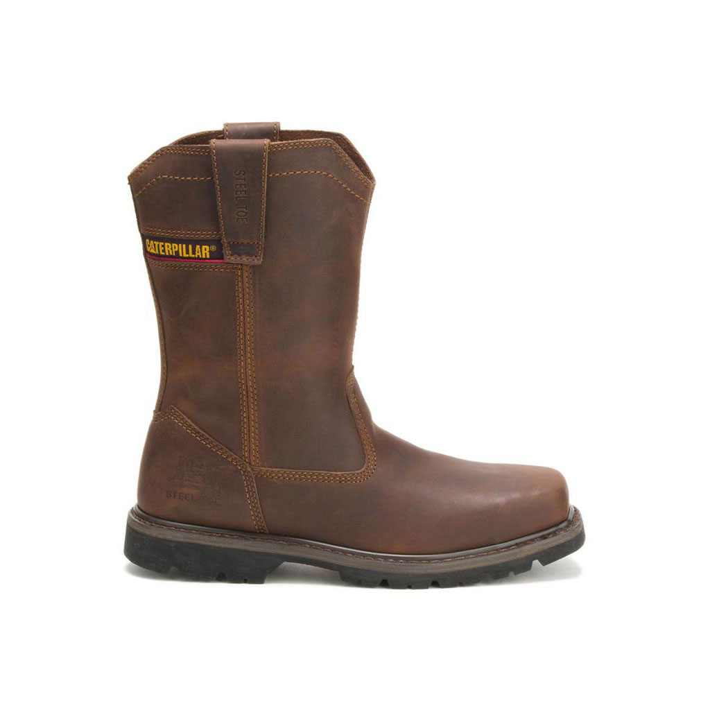 Caterpillar Wellston Pull On Steel Toe Munkabakancs Férfi Sötétbarna | 0251-LEBTI