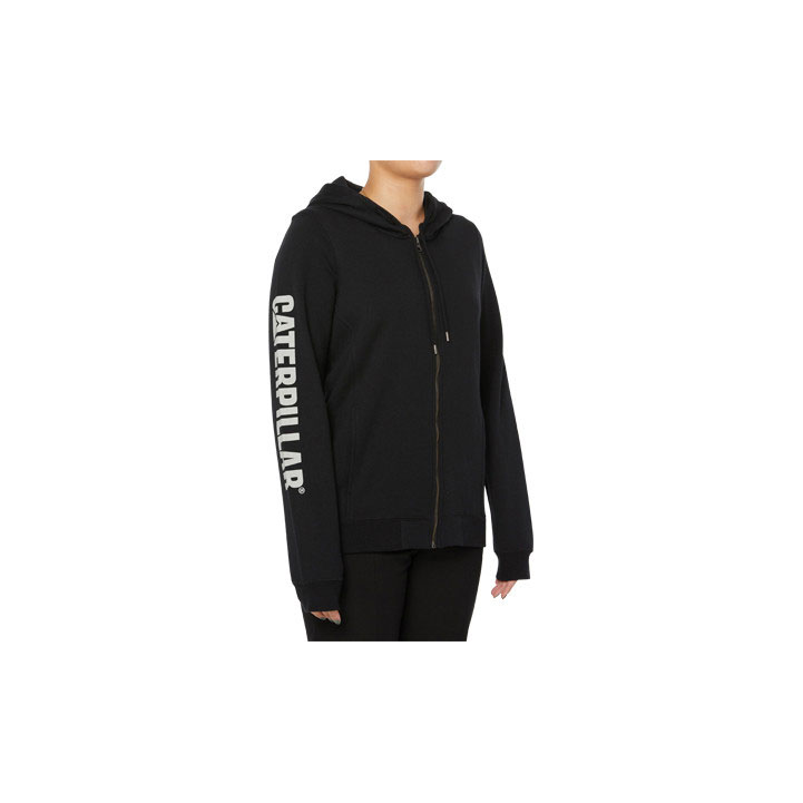 Caterpillar Zinnia Full Zip Banner Hoodie Pulóverek Női Fekete | 3971-DJXUN