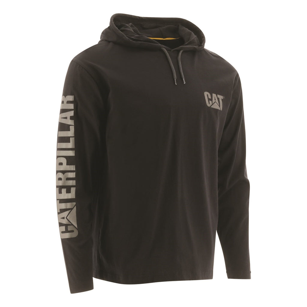 Caterpillar Csuklyás Long Sleeve Póló Férfi Fekete | 7982-BCXHR