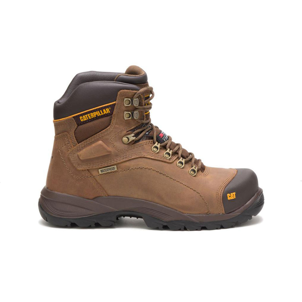 Caterpillar Diagnostic Hi Waterproof Thinsulate™ Steel Toe - 6" Vízálló Bakancs Férfi Sötétbézs | 2683-MFVLJ