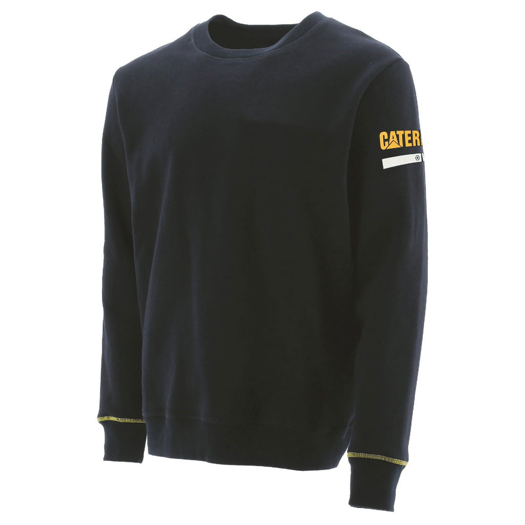 Caterpillar Essentials Crew Neck Pulóver Pulóverek Férfi Fekete | 8357-JBZXS