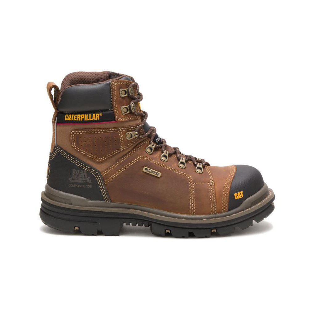 Caterpillar Hauler 6" Waterproof Composite Toe - 6" Munkabakancs Férfi Sötétbézs | 1852-EJCPM