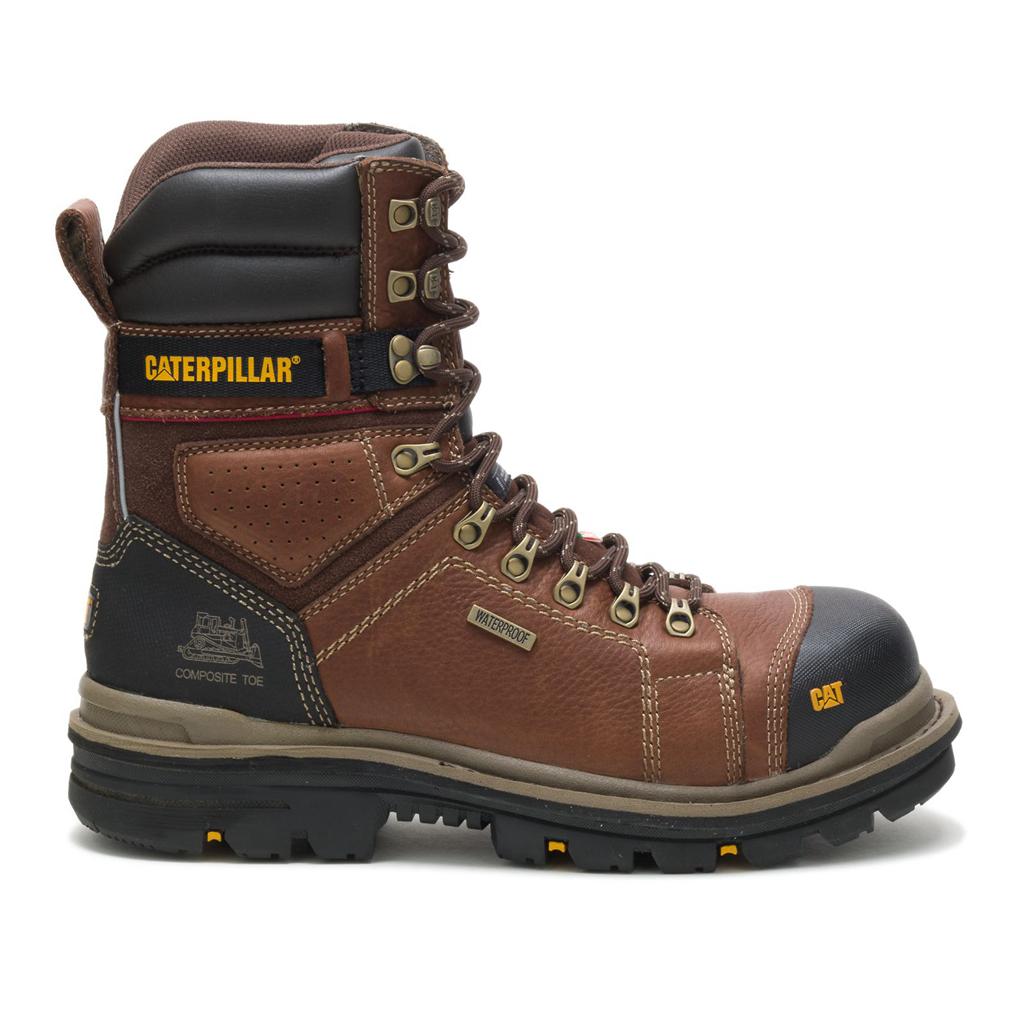 Caterpillar Hauler 8" Waterproof Composite Toe Csa Munkabakancs Férfi Barna | 7546-UPQKJ