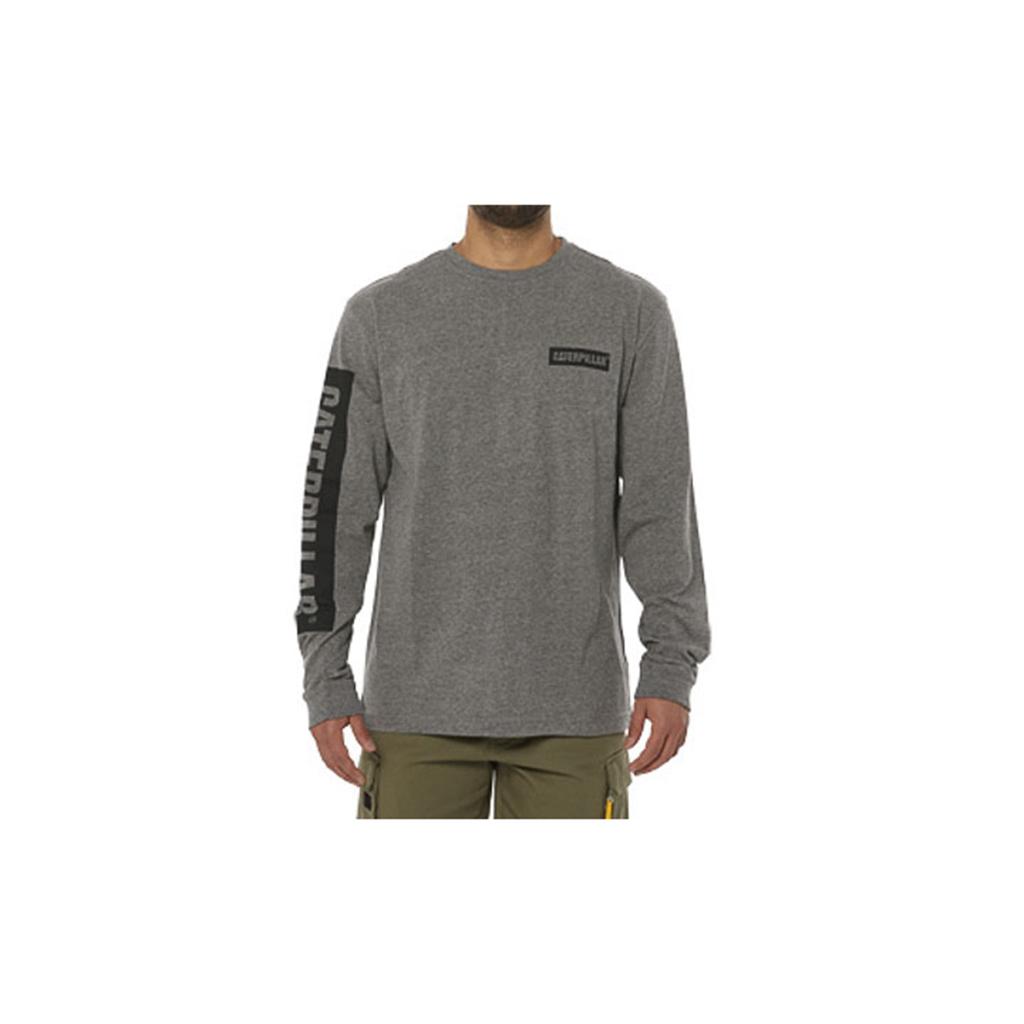 Caterpillar Icon Block Long Sleeve T-Shirts Férfi Sötétszürke | 0324-QVDNX