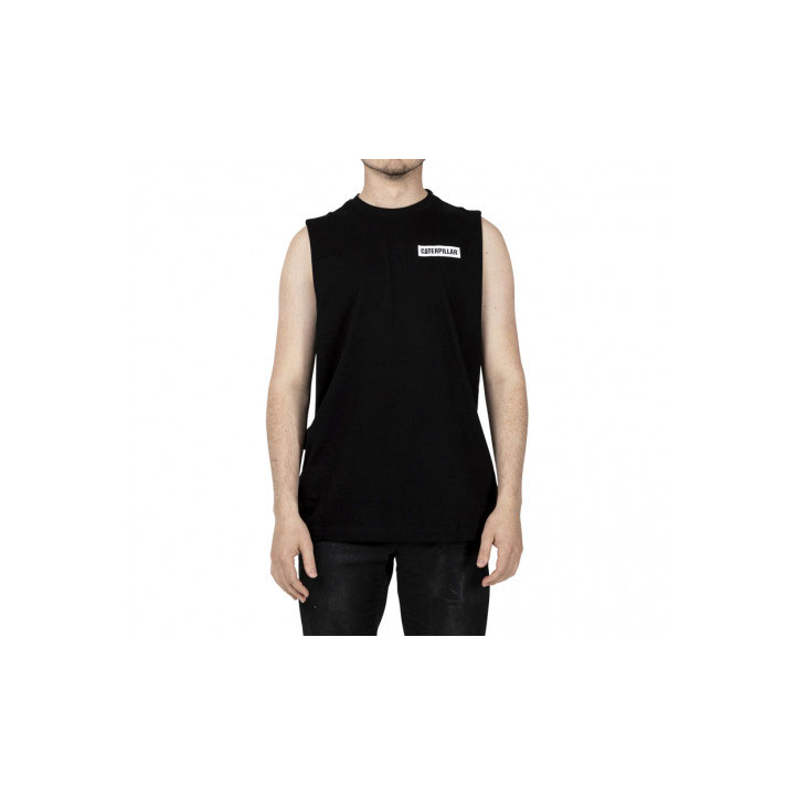 Caterpillar Icon Muscle Tank Póló Férfi Fekete | 5124-IUQNV