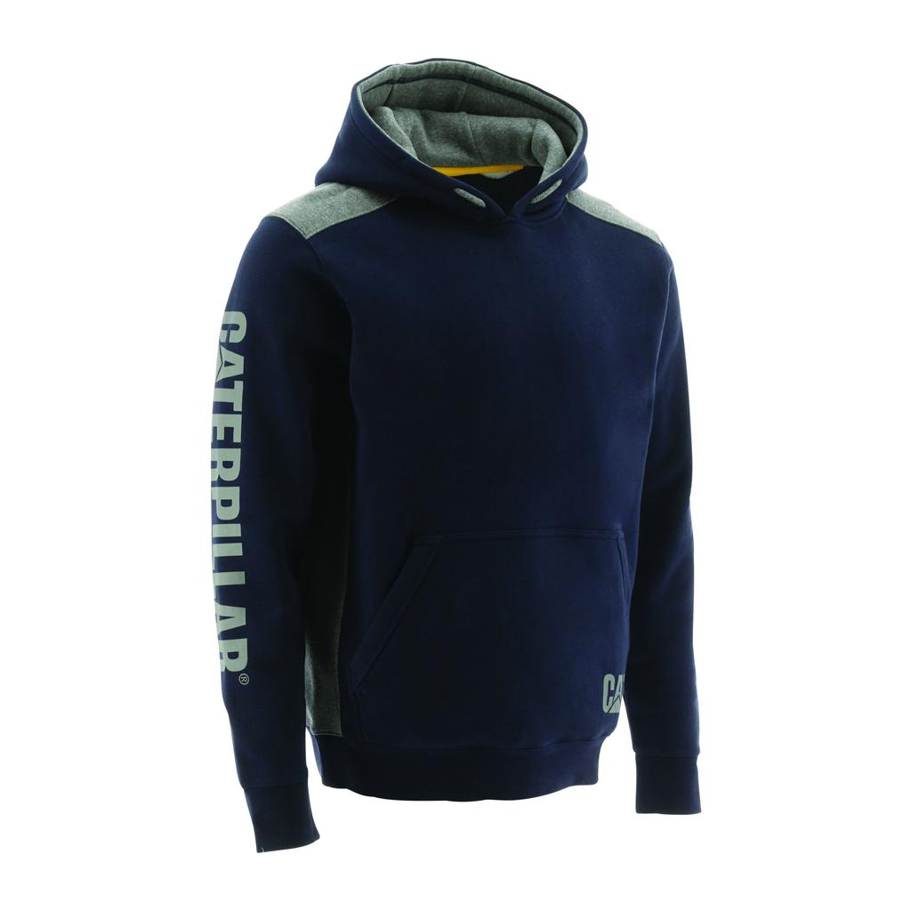 Caterpillar Logo Panel Csuklyás Sweatshirt Pulóverek Férfi Sötétkék | 2398-PZHWC