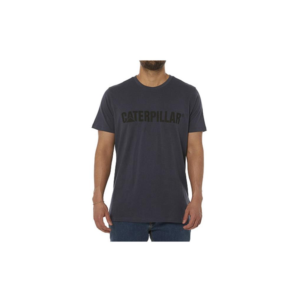 Caterpillar Logo T-Shirts Férfi Sötétkék | 9128-XJIOF