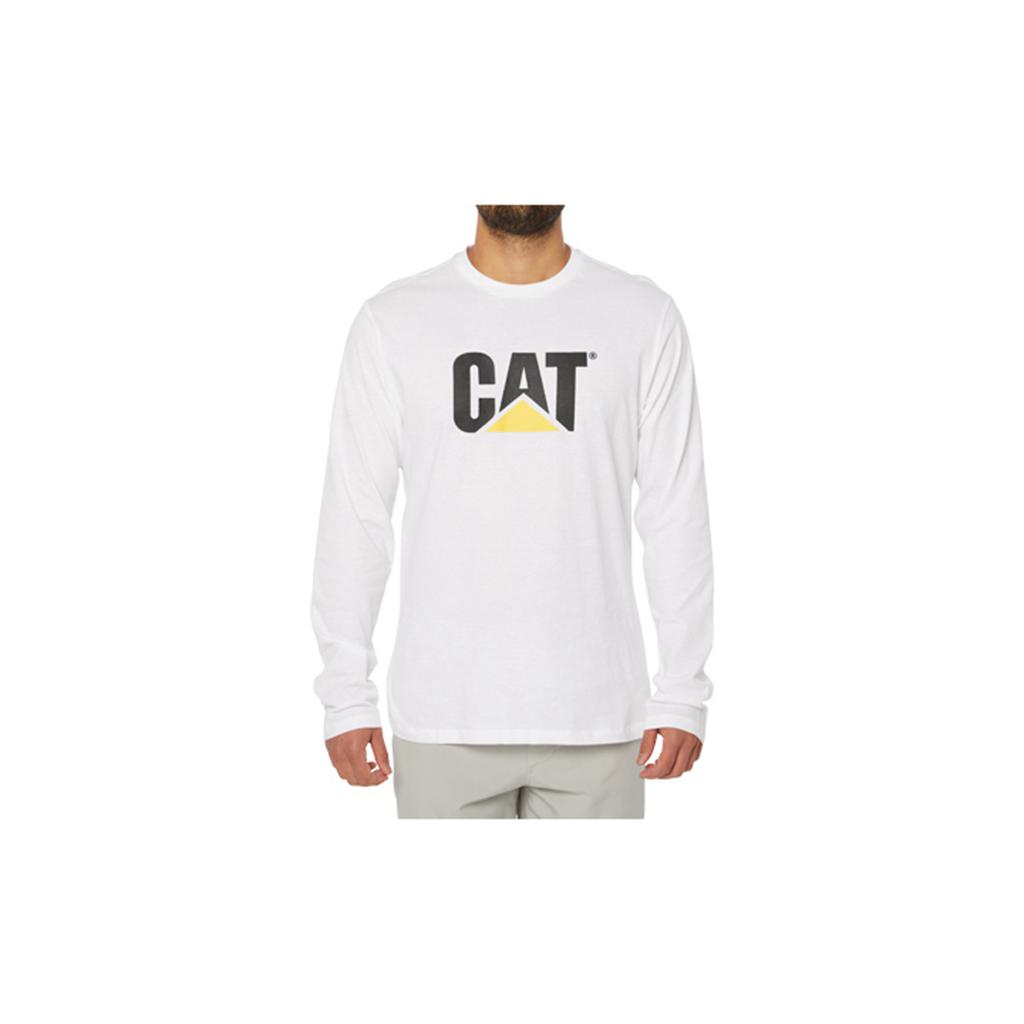 Caterpillar Original Fit Ls Logo T-Shirts Férfi Fehér | 3426-SGLPA