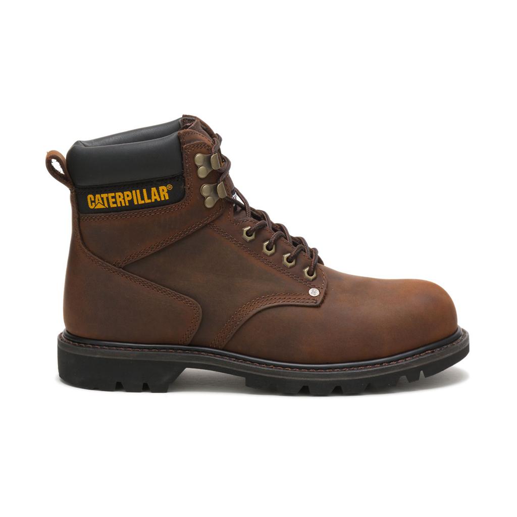 Caterpillar Second Shift Steel Toe Acél Orrú Csizma Férfi Sötétbarna | 0973-TFPQG