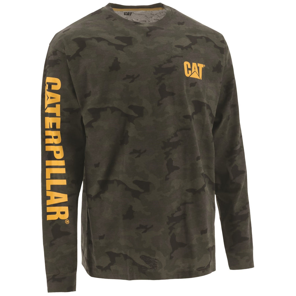 Caterpillar Trademark Banner Long Sleeve Póló Férfi Camo | 5192-CTVXA