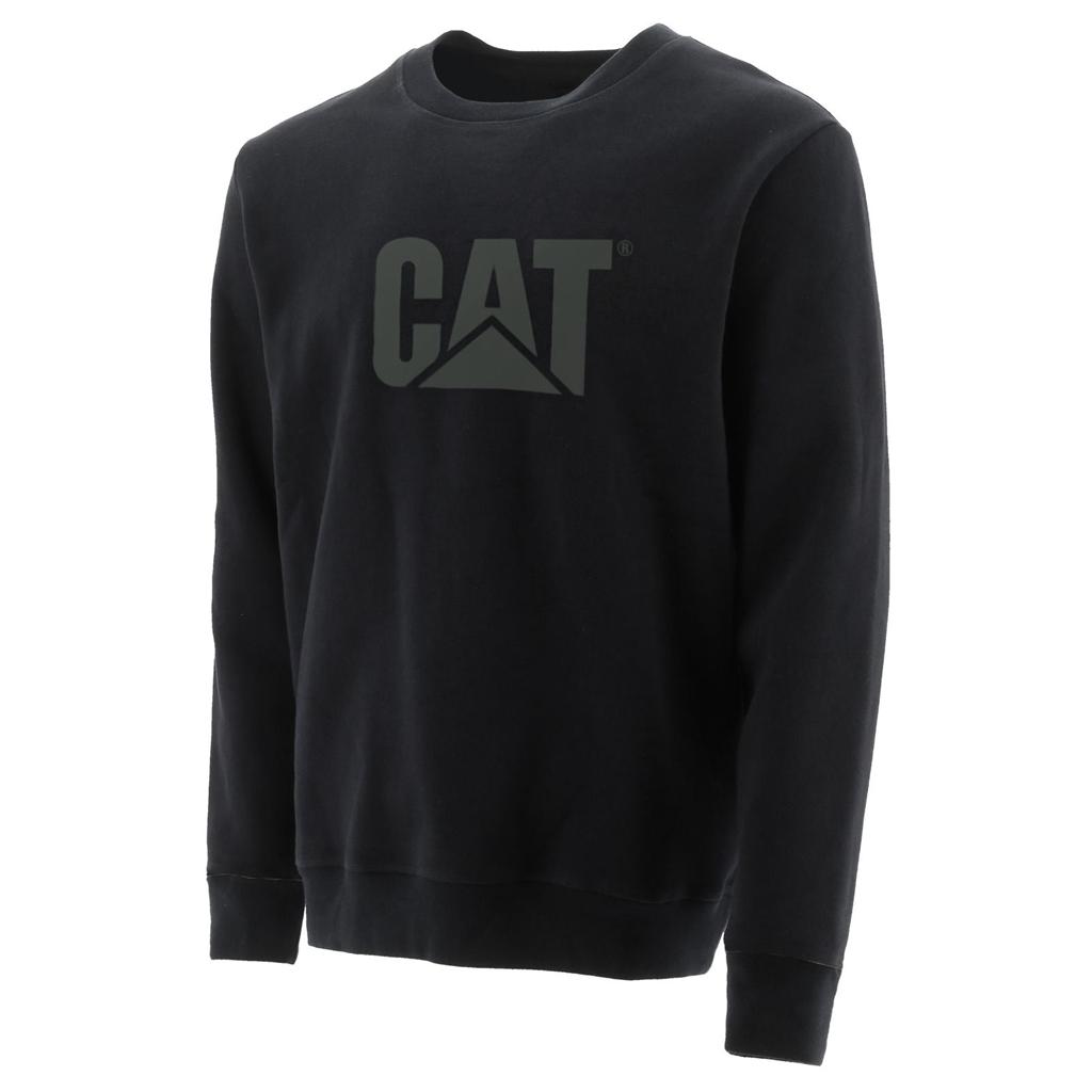 Caterpillar Trademark Logo Crewneck Pulóverek Férfi Fekete | 7963-VZAFJ