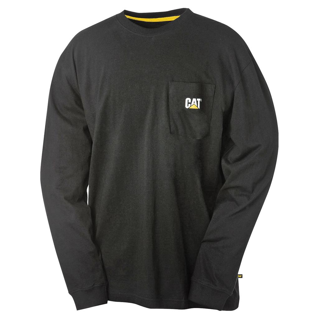 Caterpillar Trademark Pocket Long Sleeve T-Shirts Férfi Fekete | 8294-OQNMG